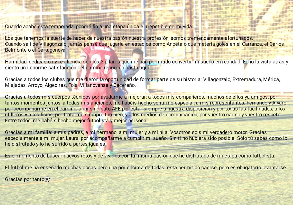 Un lujo haber recorrido este largo camino junto a Carlos Andújar. Profesional, Gran Persona, Honrado y Transparente. Un ejemplo dentro del fútbol y que desde hace muchos años más que un jugador representado, es un amigo para toda la vida. Gracias por tu confianza. 🫂⚽