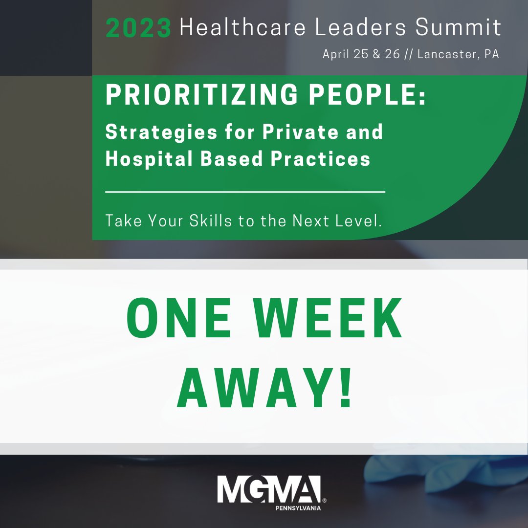 Our Healthcare Leaders Summit is only one week away! Have you registered yourself and your practice yet?

Register today: pennsylvaniamgma.com/2023-Conference