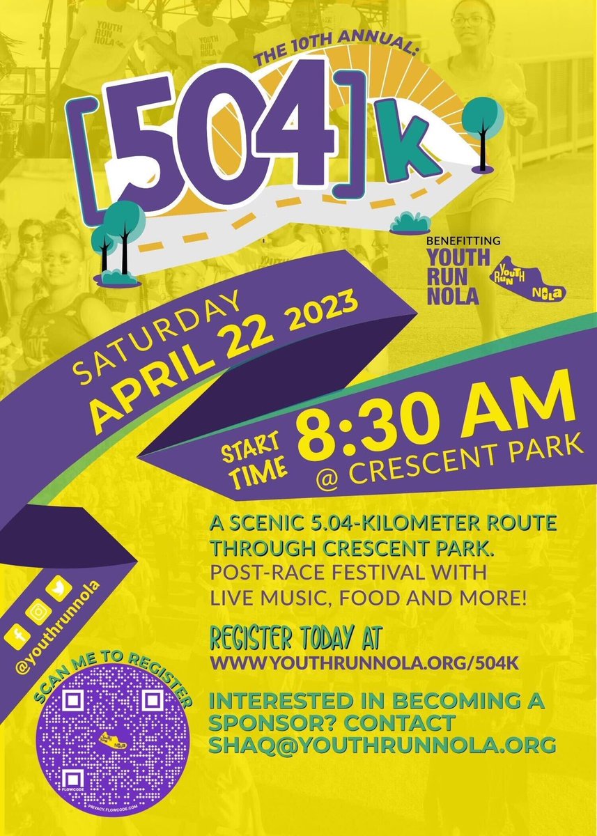 NOLAPSchools's tweet photo. Join us for the 10th annual Youth Run NOLA 504k.

Please visit our table to learn more about our NOLA-PS CAREs initiative!  Registration link: https://t.co/AHeHlsms0U. We look forward to seeing you there! @youthrunnnola
#Equity #Execellence #Joy #NolaEd https://t.co/NuSrkhZ4jX