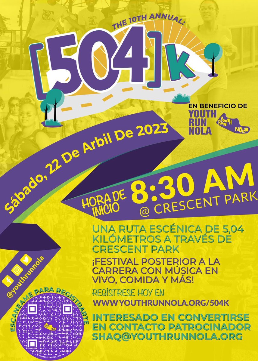 NOLAPSchools's tweet photo. Join us for the 10th annual Youth Run NOLA 504k.

Please visit our table to learn more about our NOLA-PS CAREs initiative!  Registration link: https://t.co/AHeHlsms0U. We look forward to seeing you there! @youthrunnnola
#Equity #Execellence #Joy #NolaEd https://t.co/NuSrkhZ4jX