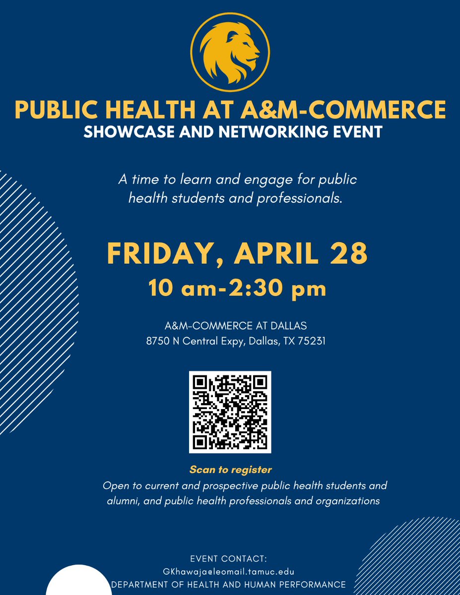 DrEWachira's tweet photo. #Publichealth professionals and students in DFW, let's connect as we  showcase the diversity and impact that public health.

See you April 28th @10am  at our @tamuc #Dallas at  #NorthParkCentral 
@Tamuchhp1

#Register #Share 
https://t.co/4yLIVkHDFk https://t.co/mTnlPWR3Xg