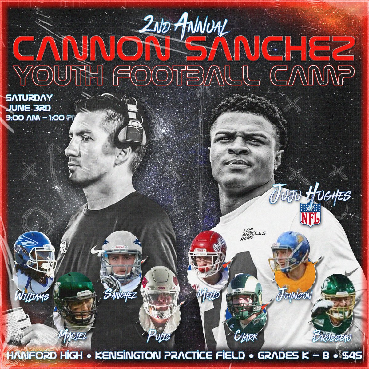 FootballHanford's tweet photo. 𝙋𝙡𝙖𝙮 𝙁𝙖𝙨𝙩. 𝙋𝙡𝙖𝙮 𝙋𝙝𝙮𝙨𝙞𝙘𝙖𝙡. 𝙋𝙡𝙖𝙮 𝙁𝙚𝙖𝙧𝙡𝙚𝙨𝙨. 

Come join us for our 2nd Annual Youth Football Camp on Saturday June 3rd. All participants will receive a camp T-shirt, lunch and great instruction. All while having fun! 

Link to Sign-Up in Bio 🎟 https://t.co/b3p7JGrDPD