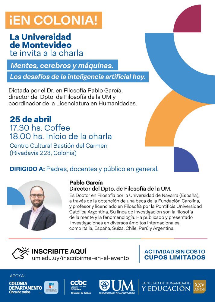 mgugel's tweet photo. Esta charla es imperdible para la gente del Departamento de Colonia. 
Es abierta a todo público pero seguro les súper interesa a los docentes https://t.co/SWMKSvr9Il