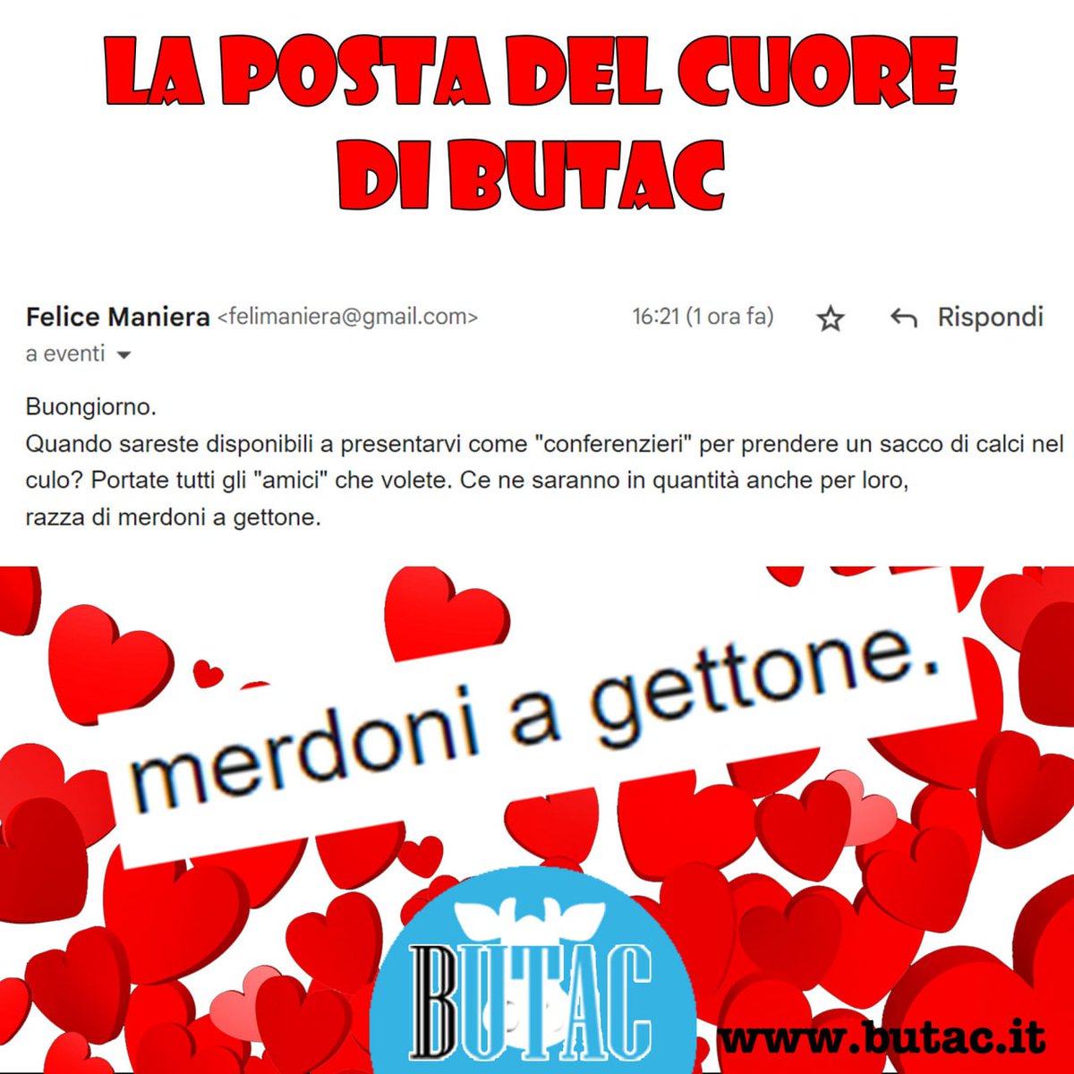 butacit's tweet photo. Qui qualcuno rosica perché ci chiamano a fare conferenze. Se volete far rosicare ulteriormente l'ennesimo hater anonimo chiamateci a più conferenze! 🦄
(Per inviti a lezioni, convegni, tavole rotonde e altri eventi potete scriverci a redazione@butac.it)
#postadelcuore #butac https://t.co/BIEOgCZ2sD