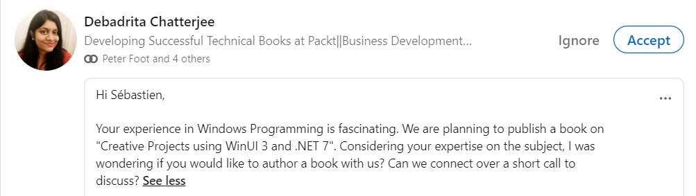 archiecoder's tweet image. I didn&apos;t write a book and I don&apos;t plan to do this.

Anyhow, if someone rocking WinUI 3 and .NET, you can reach Debadrita!

I&apos;m sharing because I like the Windows development ecosystem.

#windev