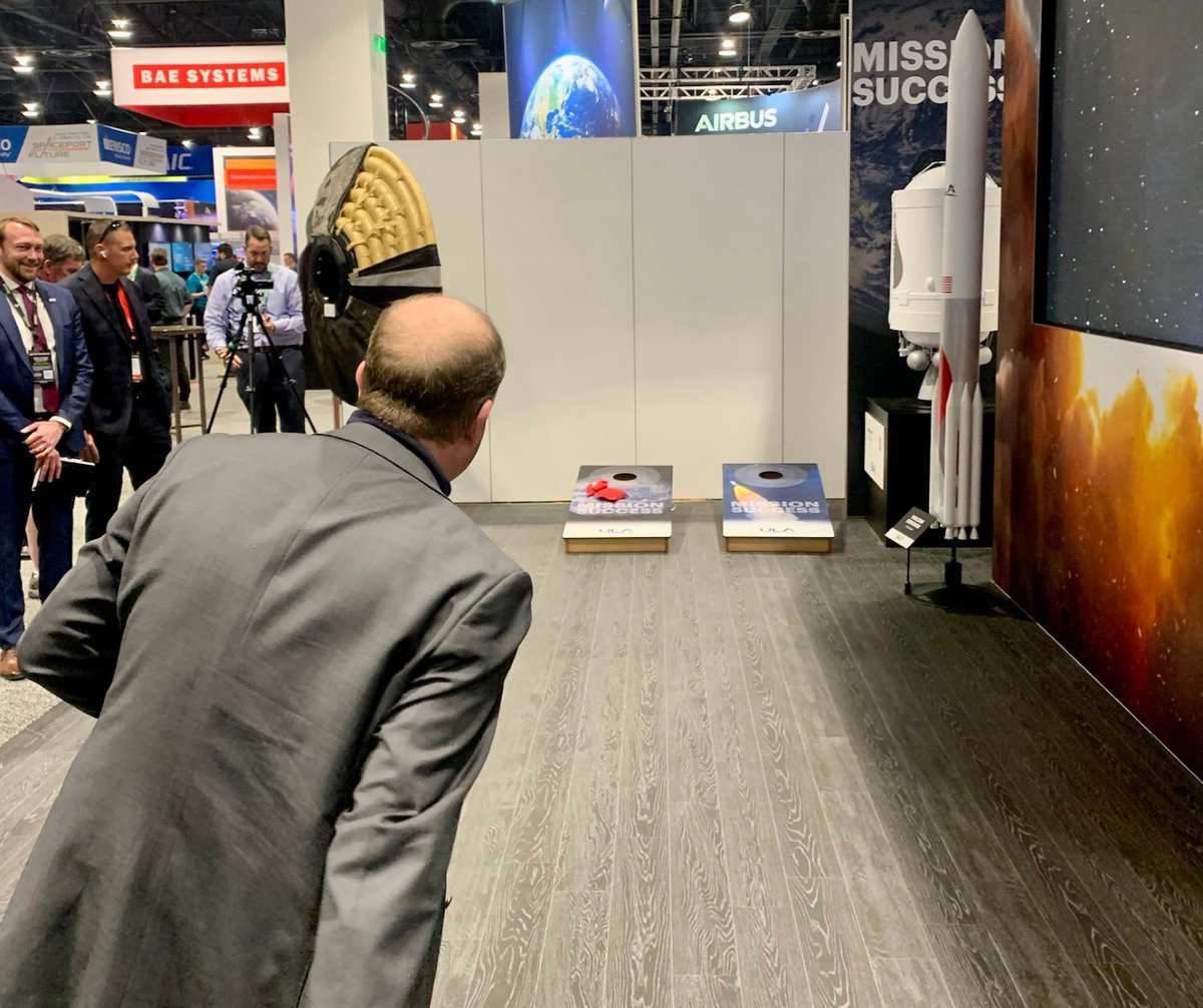 Today, I joined the annual Space Symposium in Colorado Springs, the largest gathering of commercial, military, and governmental figures in space technology in the world. Reminding everyone that Colorado is a leader in aerospace. I had a great time and even played space corn hole!