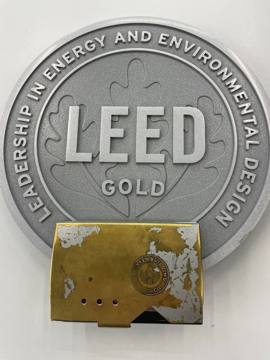 HydesKevin's tweet photo. The LEED plaque with my new @Introba_Inc business cards alongside my @USGBC business card holder - I've had it for 20 years now!

@usgbcncc https://t.co/r25ELpHuRi