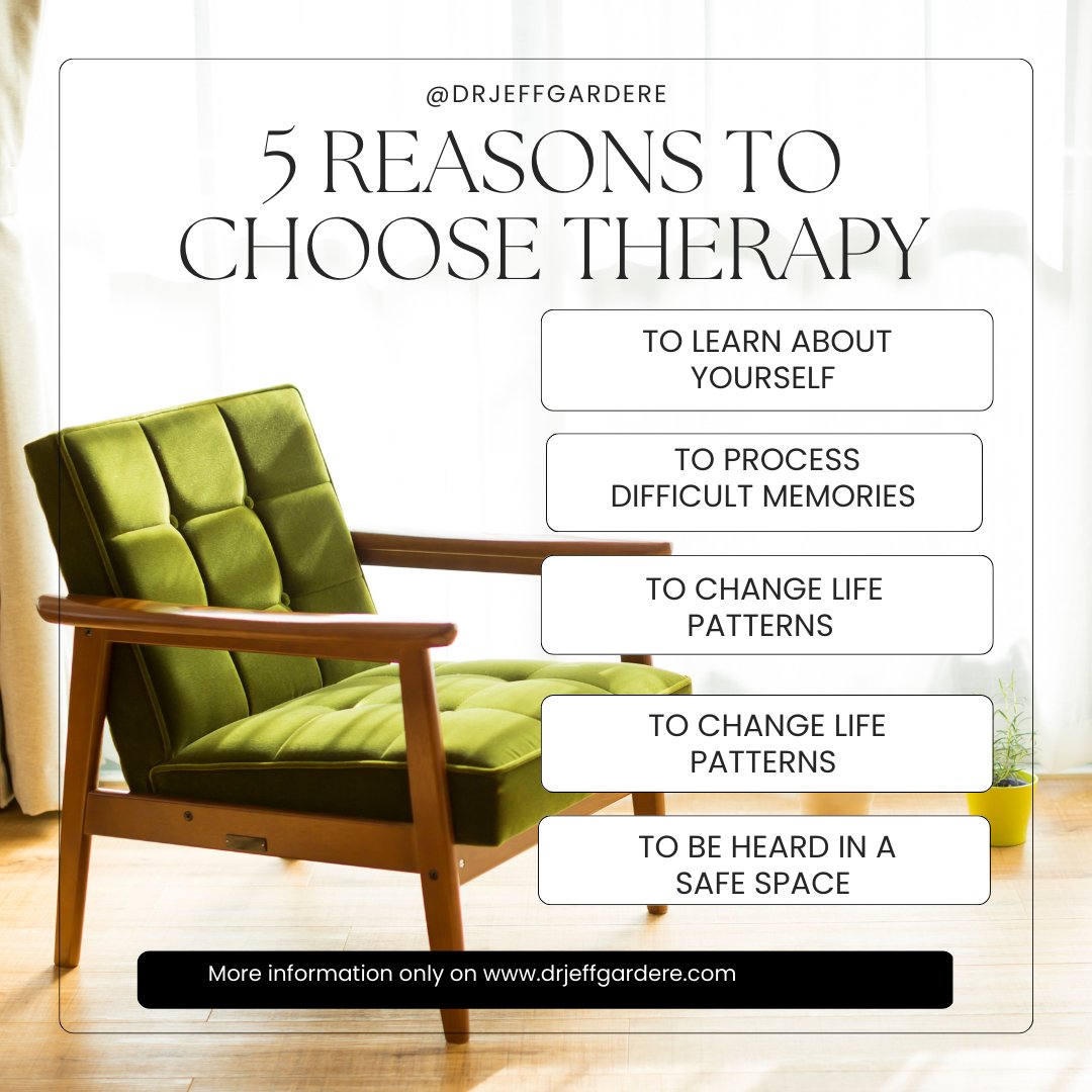Do you need a reason to choose therapy… well here are 5! . . . . #mentalhealth #mentalhealthawareness #relationships #Neurodiversity #pbs #drjeffgardere #mentalhealth #mentalhealthawareness #selfcare #selflove #love #anxiety