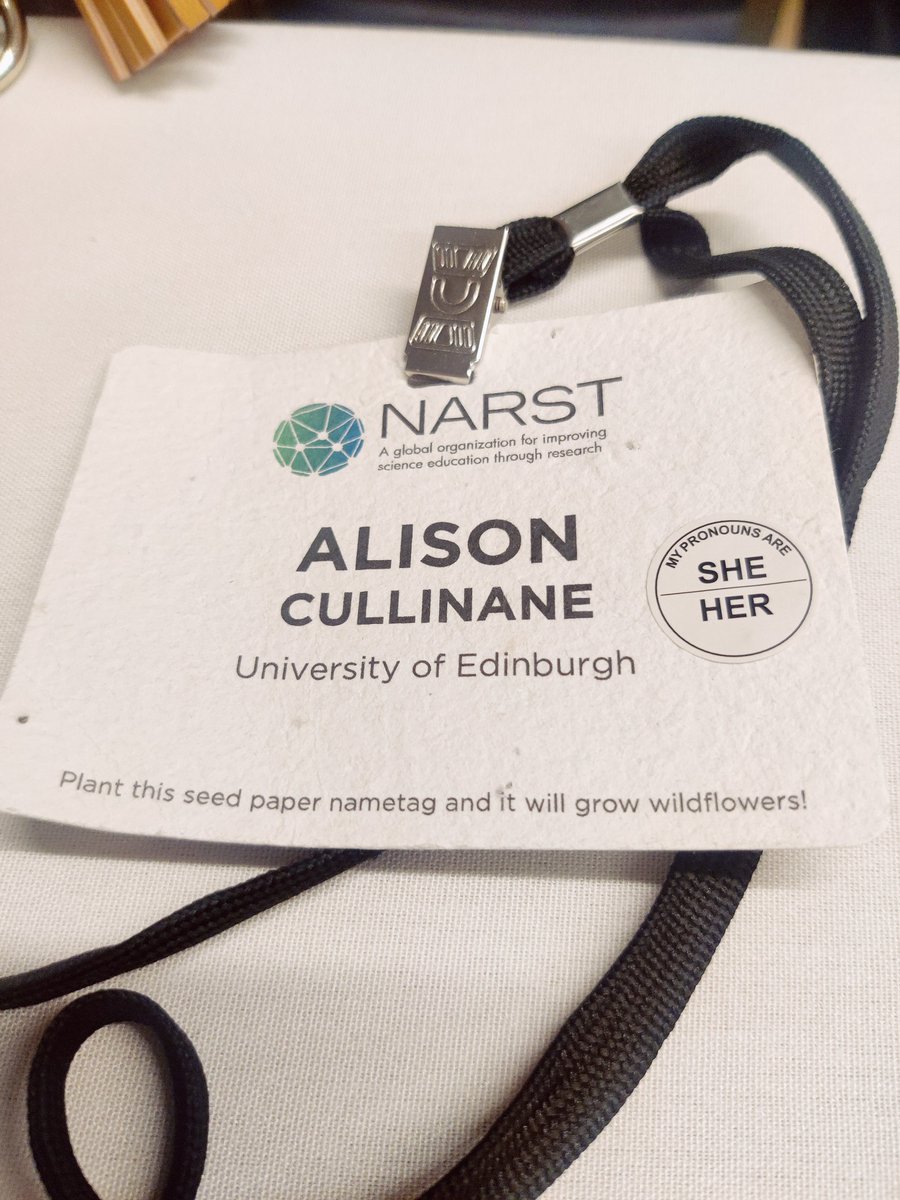 I like the eco approach at  #NARST23 this year, with no plastic lanyards. Looking forward to talks and meetings old colleagues and friends.