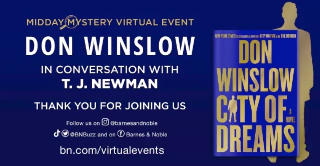 ninesacloud's tweet photo. Thank you @donwinslow &amp; @BNBuzz So happy for you, Don. I'm looking forward to receiving and reading my signed copy of City of Dreams. Never waste 10 minutes. 🙏🏼 https://t.co/3I2RKcCx4l