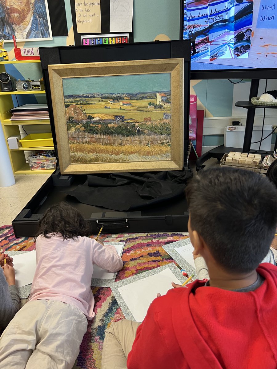 ROEArt1's tweet photo. We’re digging deep into our Van Gogh painting and writing poems inspired by his work, The Harvest. ⁦@ROEworld⁩ ⁦@BrettGallini⁩ ⁦@chandelart⁩ https://t.co/zexKMSzBUZ