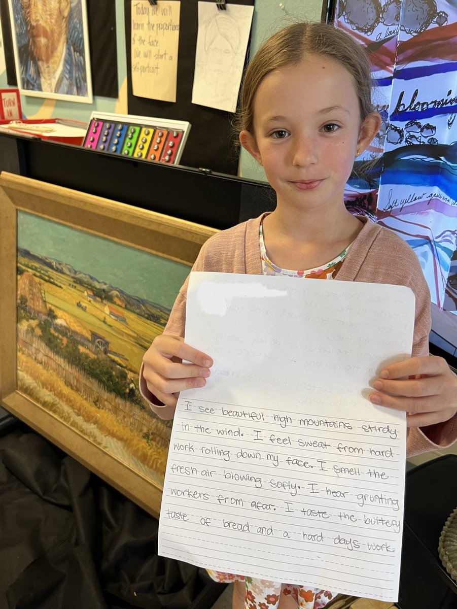 ROEArt1's tweet photo. We’re digging deep into our Van Gogh painting and writing poems inspired by his work, The Harvest. ⁦@ROEworld⁩ ⁦@BrettGallini⁩ ⁦@chandelart⁩ https://t.co/zexKMSzBUZ