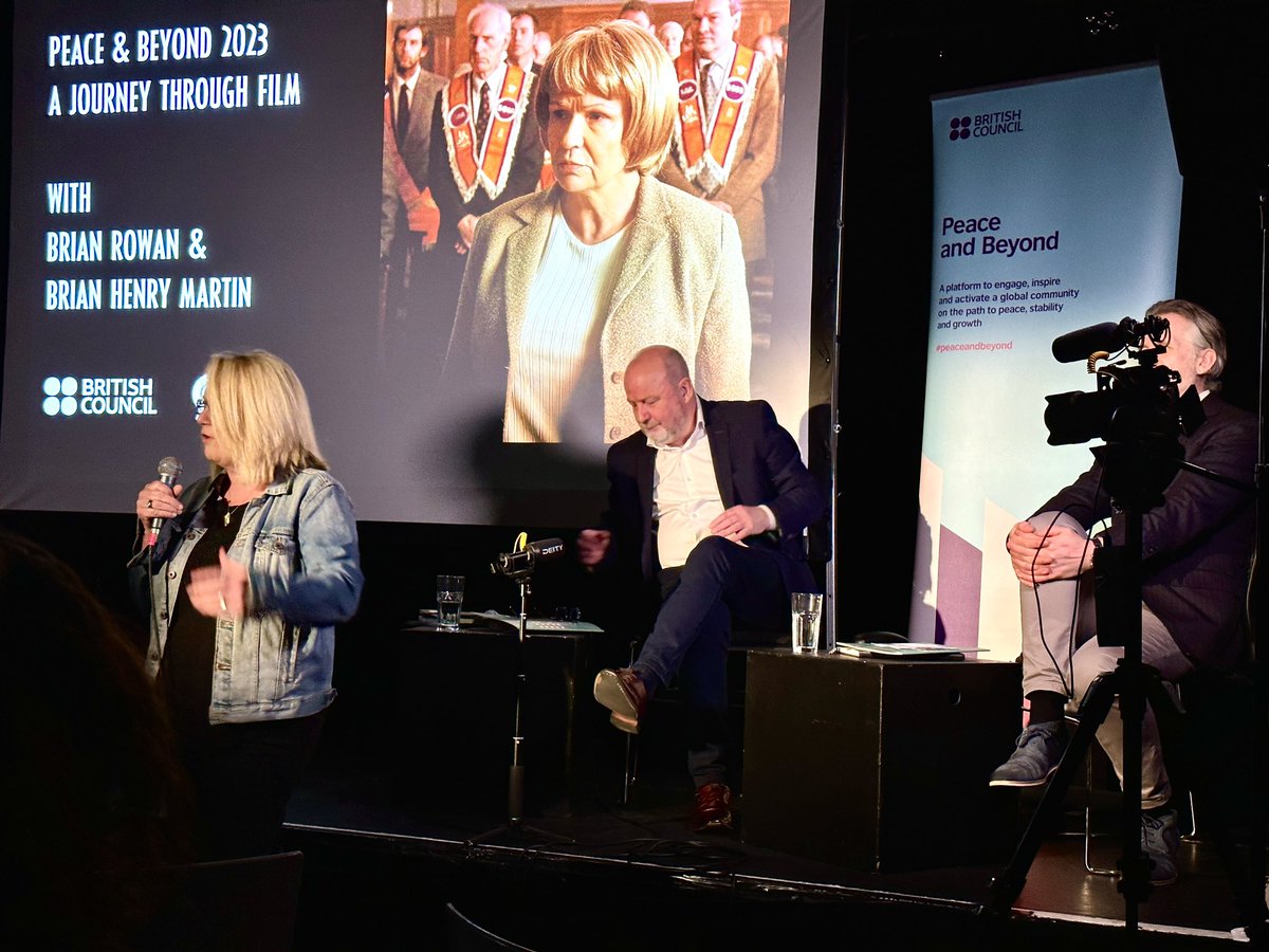 An inspirational event! Speaking tonight was journalist and my former colleague, ex @BBCNewsNI Correspondent @BrianPJRowan Brilliantly chaired by @bhmbelfast Thank you to the @BCouncil_NI & @BelfastFilmFes1 for the invite to ‘Peace & Beyond 2023: A Journey Through Film’ #GFA25