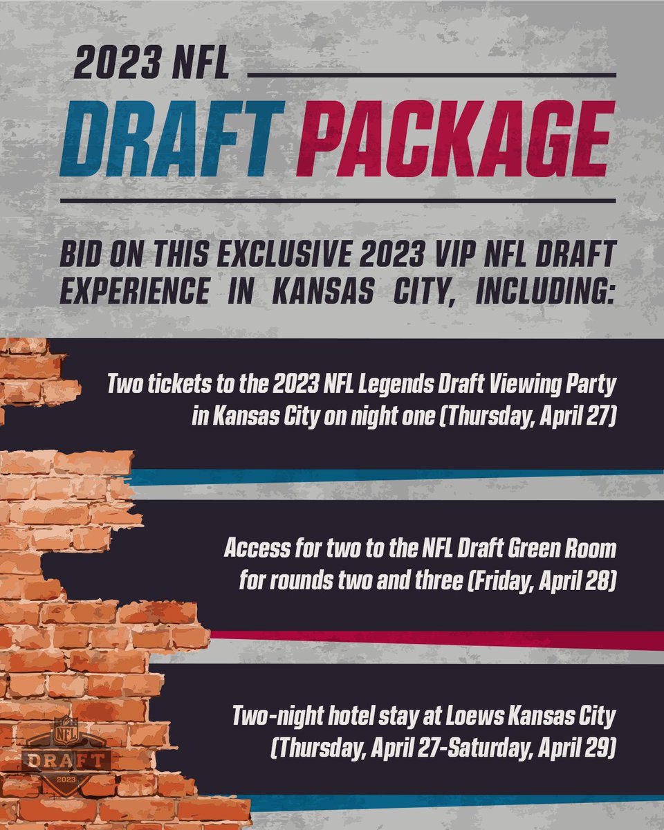 Have you ever wanted to experience the NFL Draft as a VIP? Here's your chance!

Bid on this exclusive 2023 NFL Draft package now: bit.ly/41FlGEK