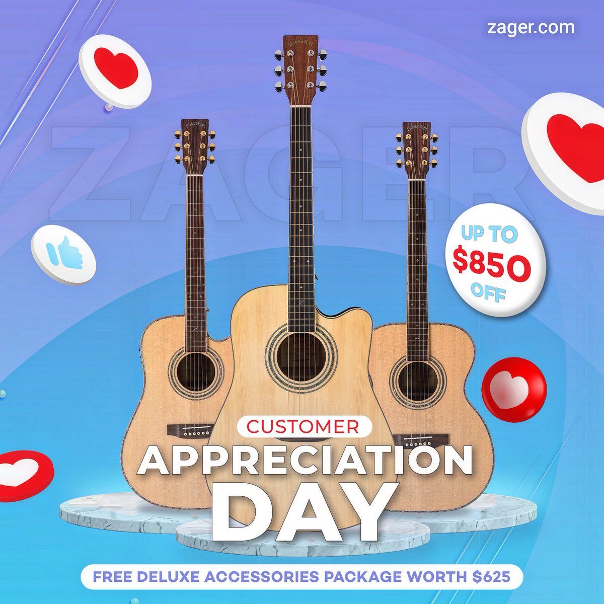 We are celebrating our loyal customers with our #Zager #CustomerAppreciationDay Sale going on now! ❤️ Shop sale at: zagerguitar.com/customer-appre… 👍 Get a FREE Accessories Pack with every purchase! #guitar #guitars #acousticguitar #acousicguitars #guitarsale #customerappreciation