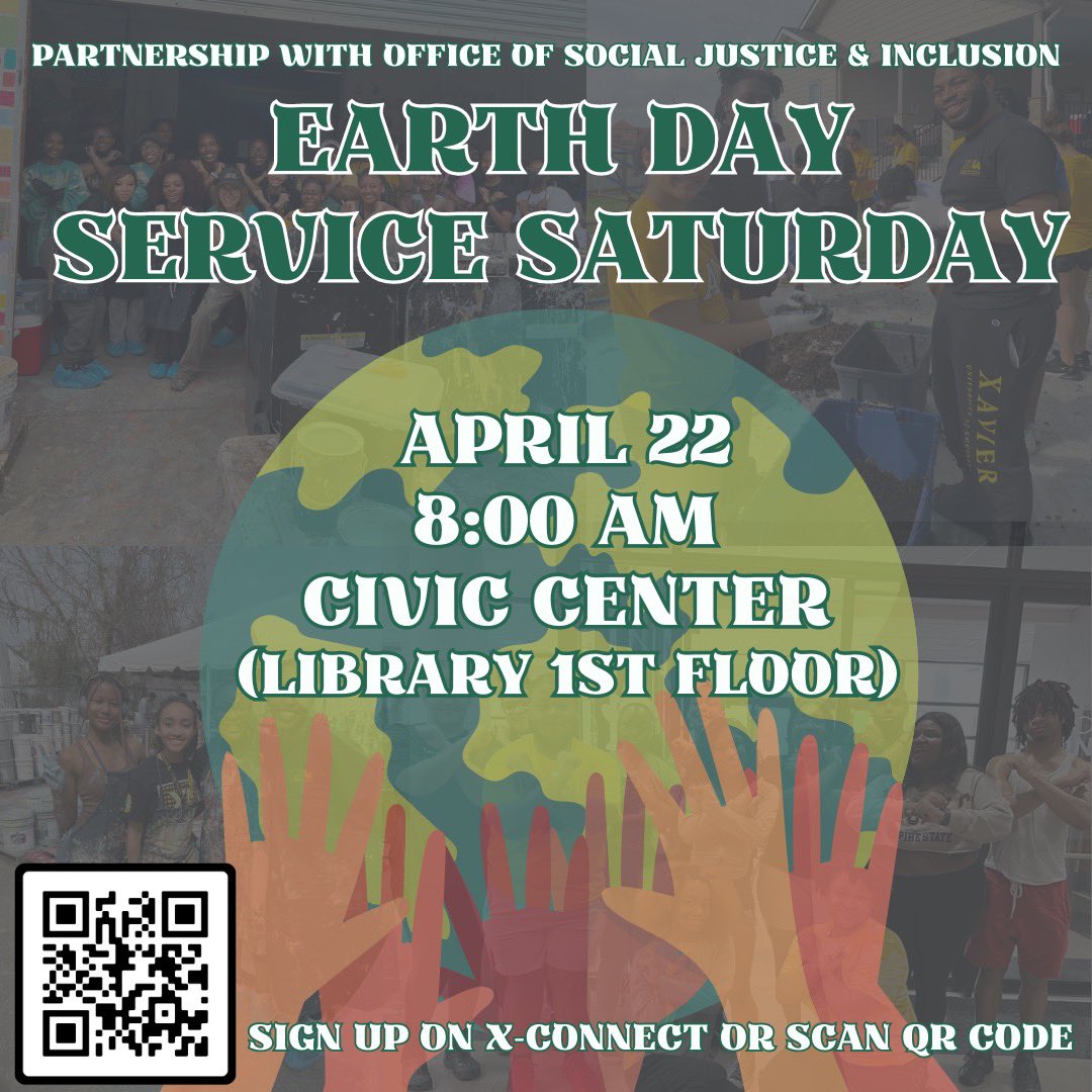 XULASGA's tweet photo. Earth Day is approaching and we’d like to celebrate by giving back! Join us for Earth Day Service Saturday on April 22nd! Report time is 8:00 am. See you there! #XULA #ForwardAdmin https://t.co/fs0K5tSl4s