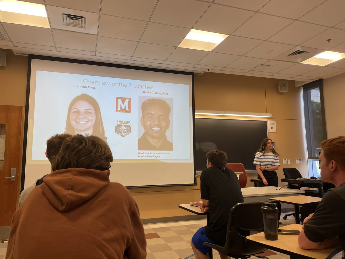 Hittin the trifecta of UMD WBB x UMD WBB x UMD WBB: Our head manager <a href="/rjaclin11/">Rachel</a> gave a presentation in her Sports Media class today (taught by our very own <a href="/dipaularose/">Rose DiPaula</a> ) on our assistant coach <a href="/KaitlynnFratz/">Kaitlynn Fratz</a> and our former scout player Quincy Cunningham! Whatta Terp fam moment😍