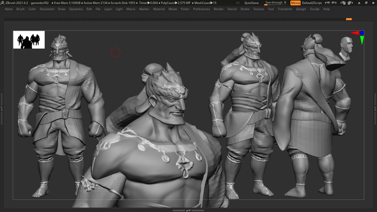 Having loads of fun blocking this out more. Glad to have an official front view to work from too. That robe was pain in the but though...#zeldafanart #totk #ganondorf #3dart