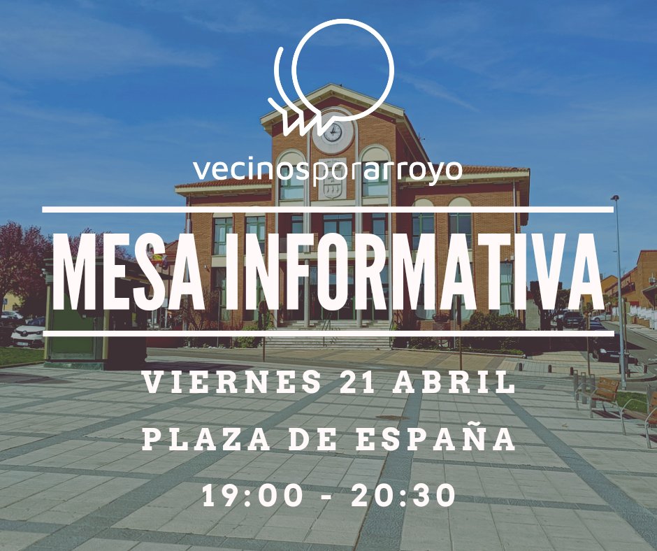 VecinosArroyo's tweet photo. ¡Este viernes estaremos en La Flecha!

Pásate y conoce nuestro proyecto y propuestas, déjanos todas las ideas que tengas para tu barrio y todas las quejas que quieres que transmitamos al Ayuntamiento. 

Recuerda que estamos para ayudarte.
¡Te esperamos! 👏 https://t.co/oA1yG5butN