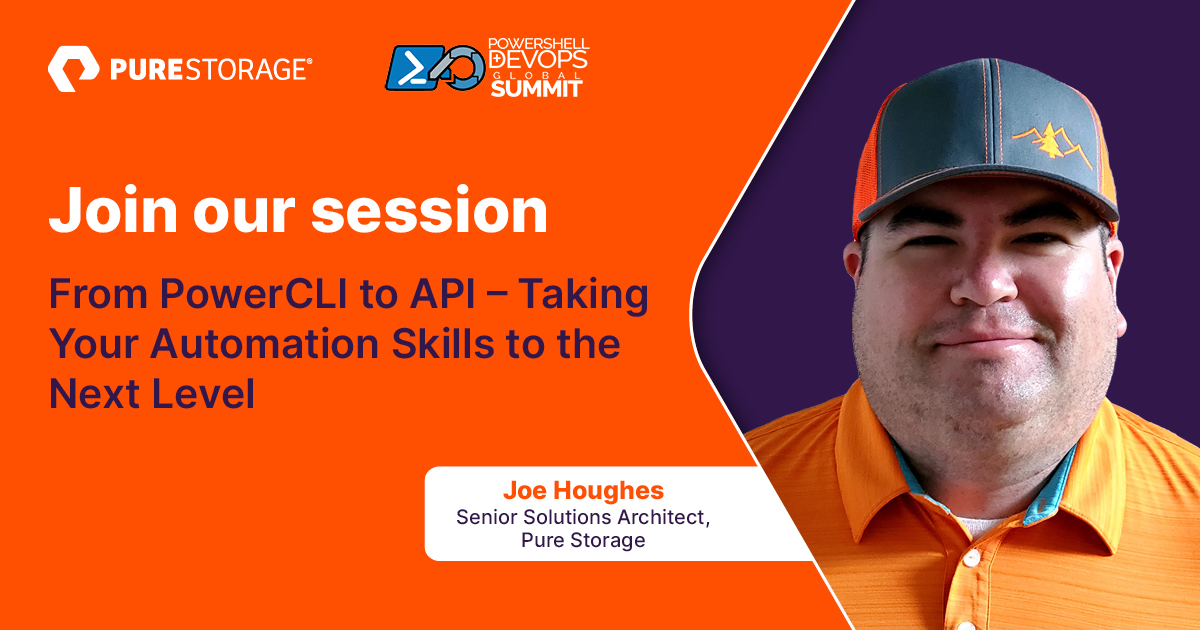 Come join me at the PowerShell + DevOps Global Summit in Bellevue, WA!
On April 25 at 2:00 pm (PDT) I'll lead my session “From PowerCLI to API – Taking Your Automation Skills to the Next Level.”

Register: powershellsummit.org
#PureStorage #PowerShell #DevOps #API #vCommunity