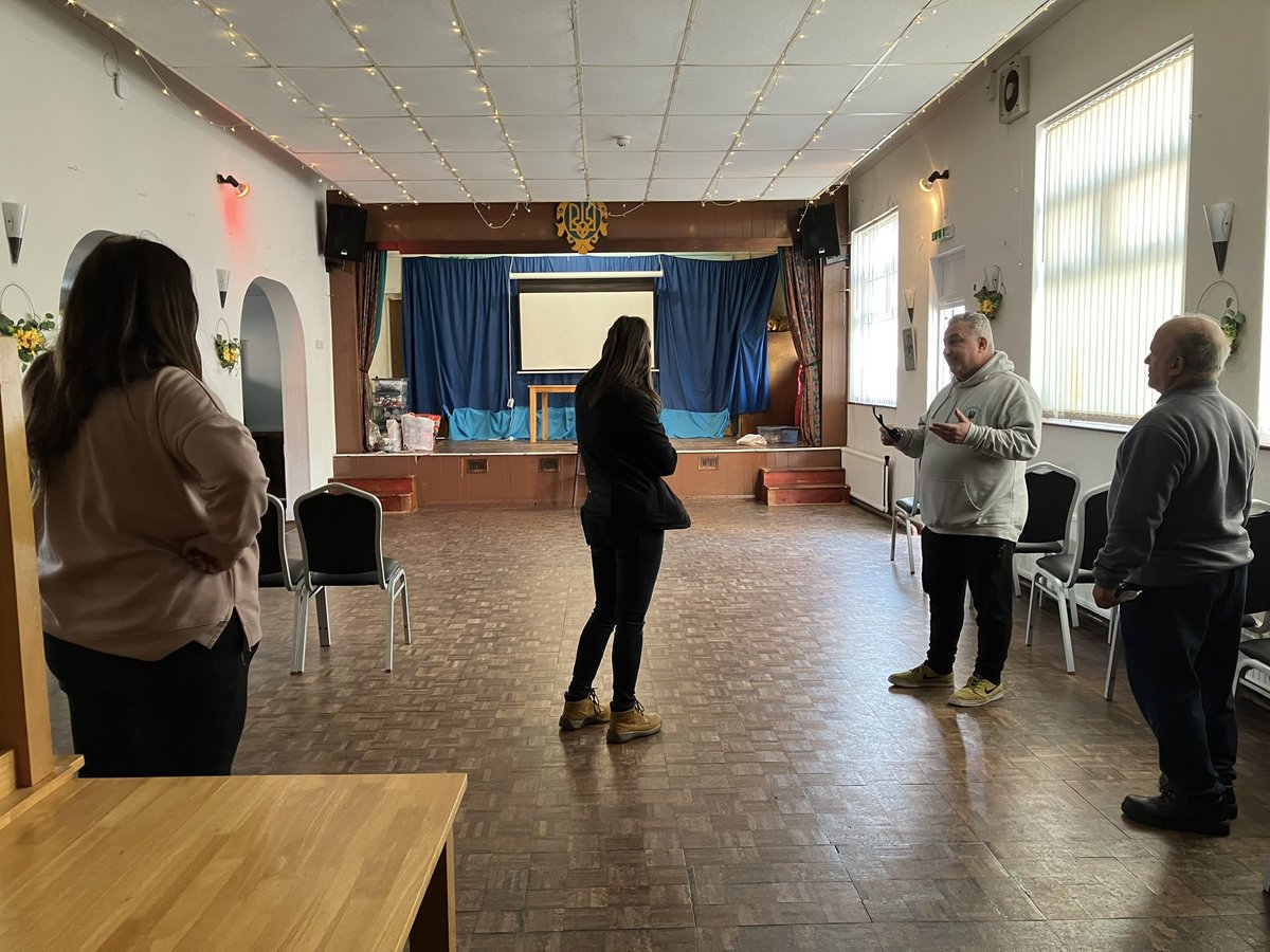 derby_can's tweet photo. Tuesday has been full of fizz!

We started the day looking around the Ukrainian centre planning for #Derbyvision final!

Thanks to the wonderful community prepping with us &amp; Ele @DerbyTheatre ace technical manager for tech whiz thinking!

 #Community #Producing #CoProducing https://t.co/VVrpJvPApU