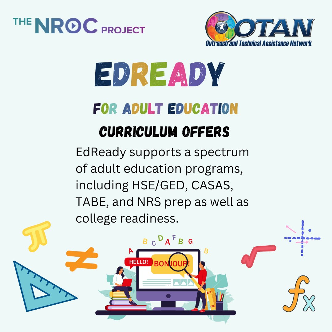 <a href="/otan/">otan</a>'s Curriculum cost-free partnership with The <a href="/theNROCproject/">The NROC Project</a> 

➡️nroc.org/info/adult-edu…
➡️nroc.org/professional-d…