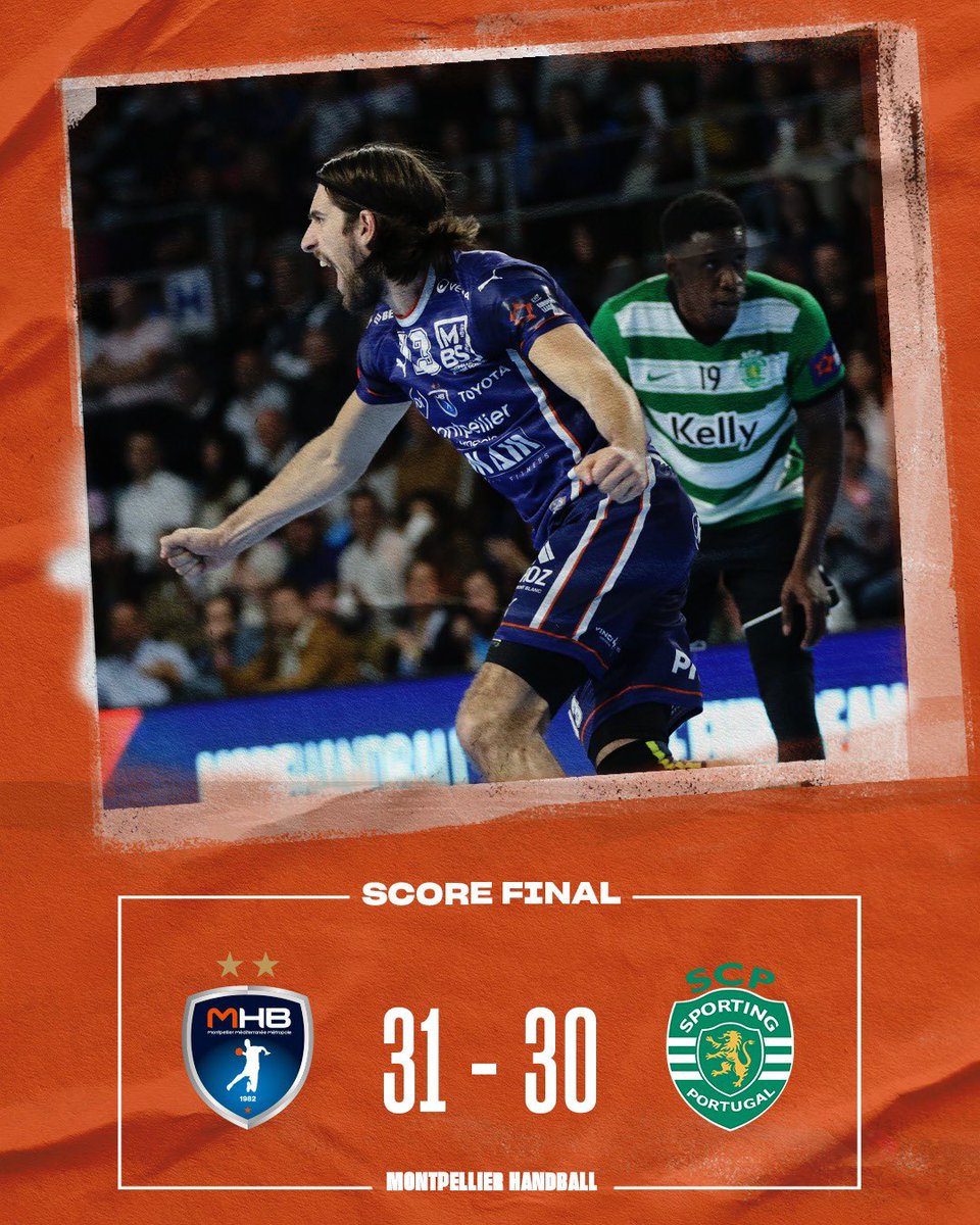 [<a href="/ehfel_official/">EHF European League</a> - Quart de finale - Retour] 

🔥Direction le Fiiiiinal Four 🤩

✅ Montpellier s’impose face au @Sporting_CP dans un #FDIStadium en feu 31-30 (aller : 32-32)💪

🏆 Il rejoint deux clubs 🇩🇪 <a href="/FuechseBerlin/">Füchse Berlin</a>, <a href="/FRISCHAUFGP/">FRISCH AUF! Göppingen</a> et un club 🇪🇸 <a href="/BMGranollers/">BM Granollers</a>