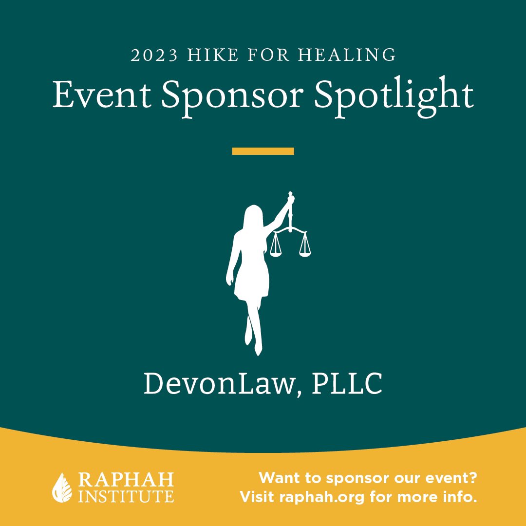 RaphahInstitute's tweet photo. Many thanks to @devonlawtn for being one of our awesome #sponsors for our First Annual Hike for Healing! Sponsors like you help to further our #mission🙏🏻

There is still time to register! Use the link on the bio to sign up today 🥾

#hikeforhealing #justiceishealing https://t.co/j5qHqmT5tk