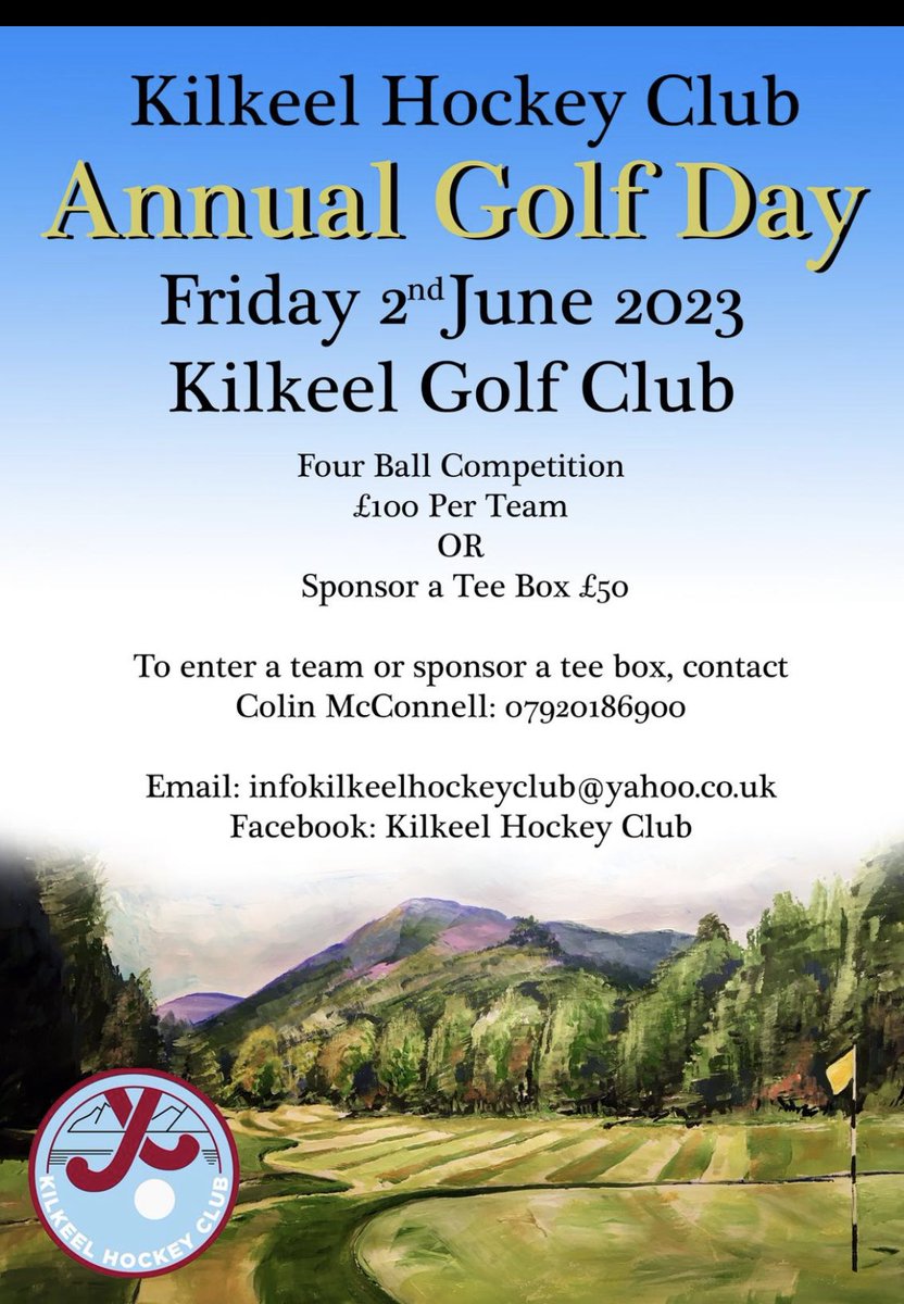 The Hockey clubs Annual Golf Day is on Friday 2nd June this year. If you would like to put a team in or sponsor a hole or two. Please contact Colin or Mark H or see the details below. Thanks