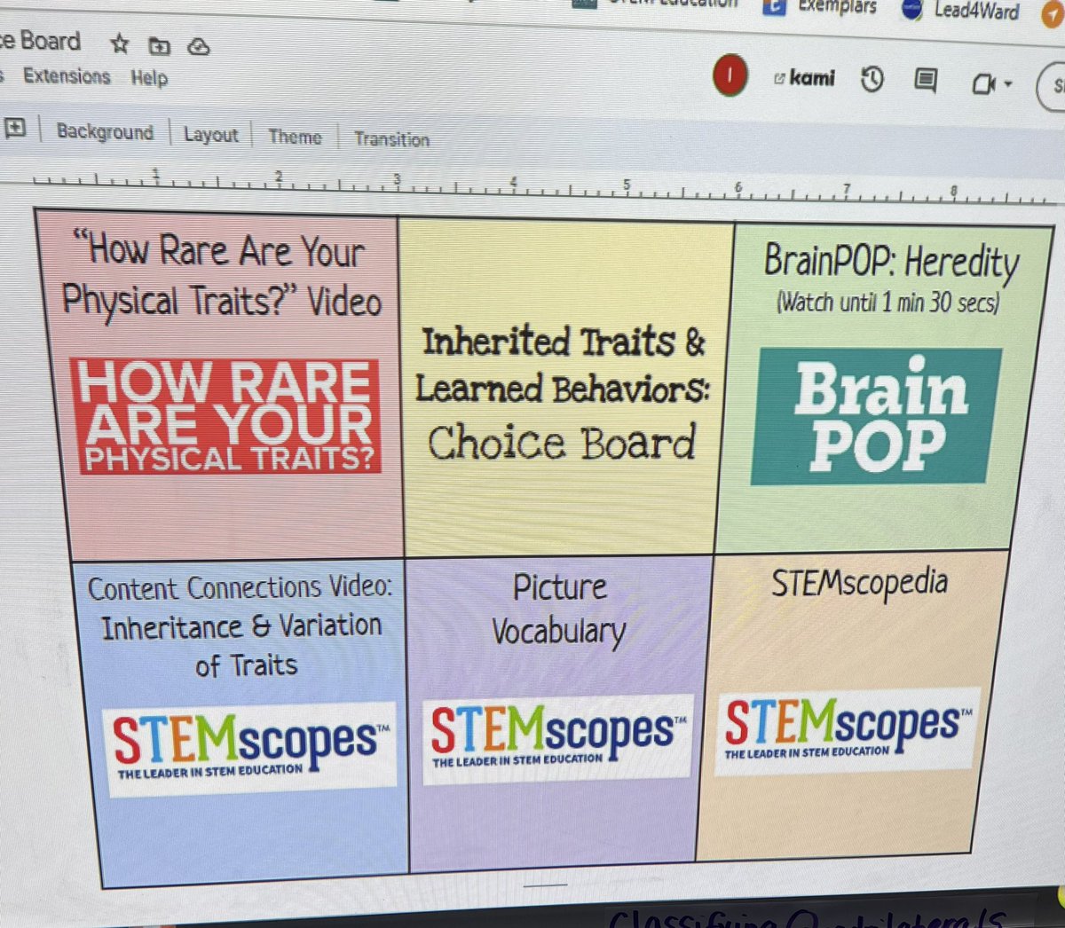 MrsKnudsenFCS's tweet image. Using a choice board today in science to explore &amp;amp; learn more about inherited traits vs. learned behaviors! #pinkspringtraining 
@pressNseale @shantieljovanna @eagertolearnSoo @CounselorCaring