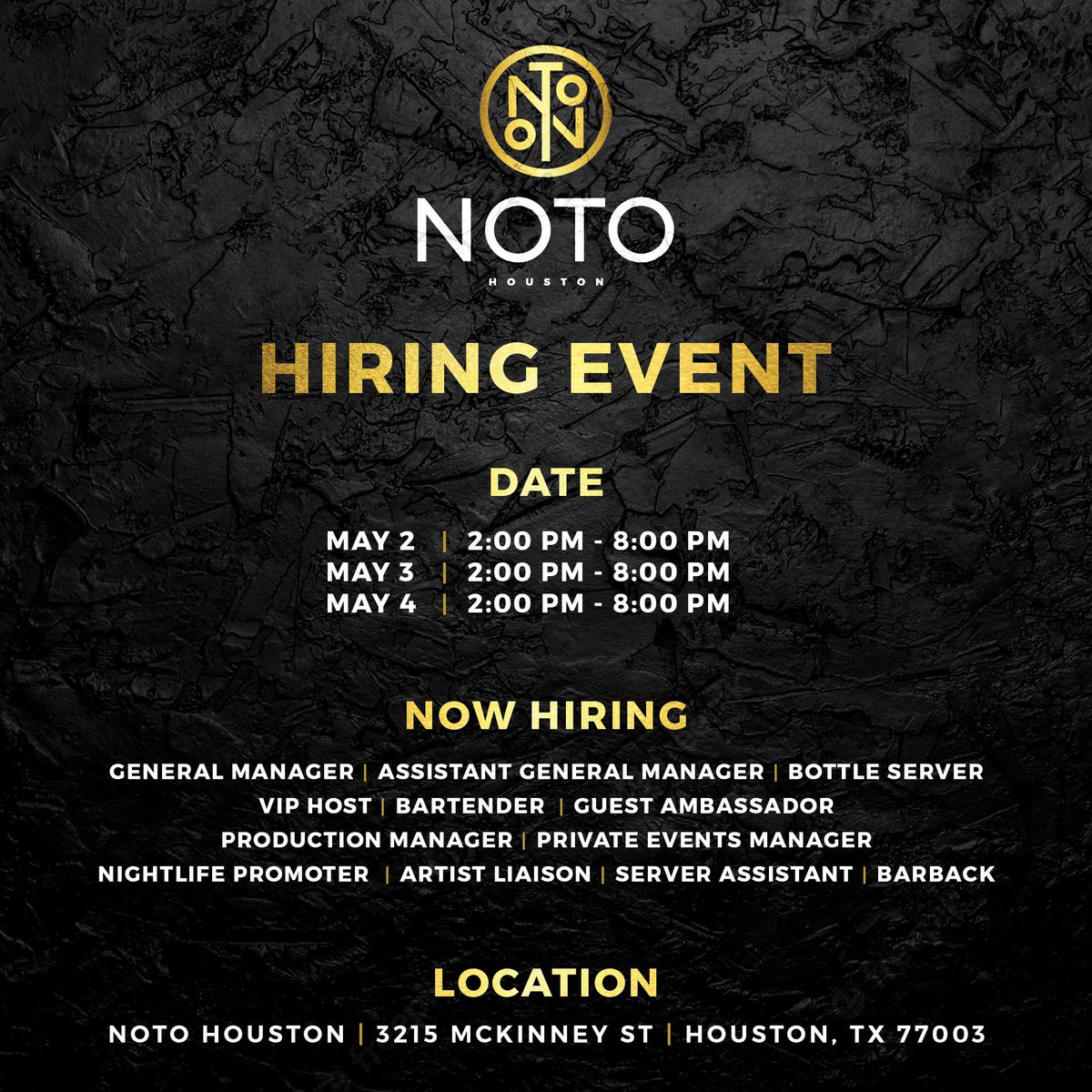 NOTOHouston's tweet photo. See you in May!π
Weβre hosting our 2nd hiring event on 5/2, 5/3 & 5/4, make sure to bring your resume & headshot β€οΈ
See you soon π€©
#NOTOhouston #NOTOhtx #NOTOhtxvip #Houston https://t.co/mzke0xRKp2
