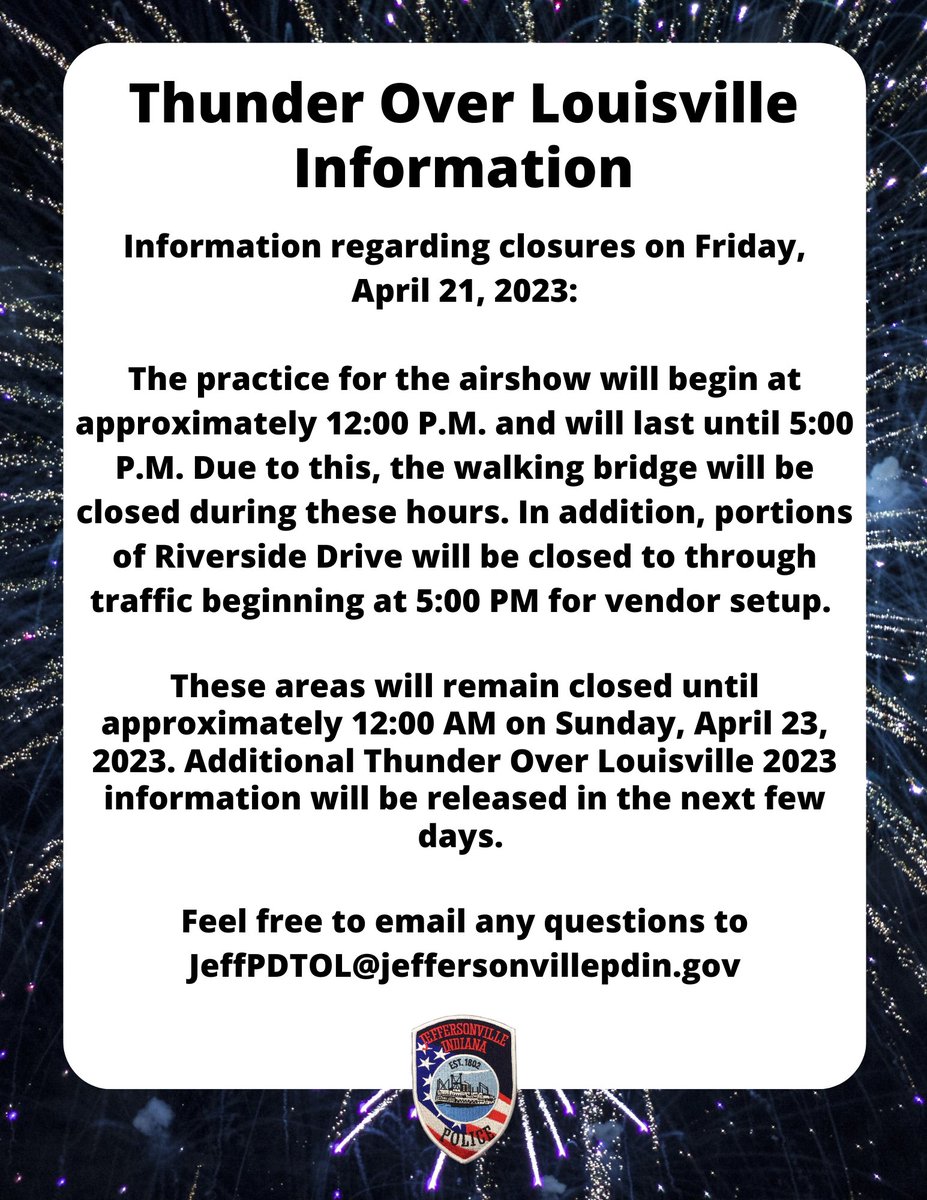 Please see below for timing of additional closures beginning tomorrow, April 21, 2023.