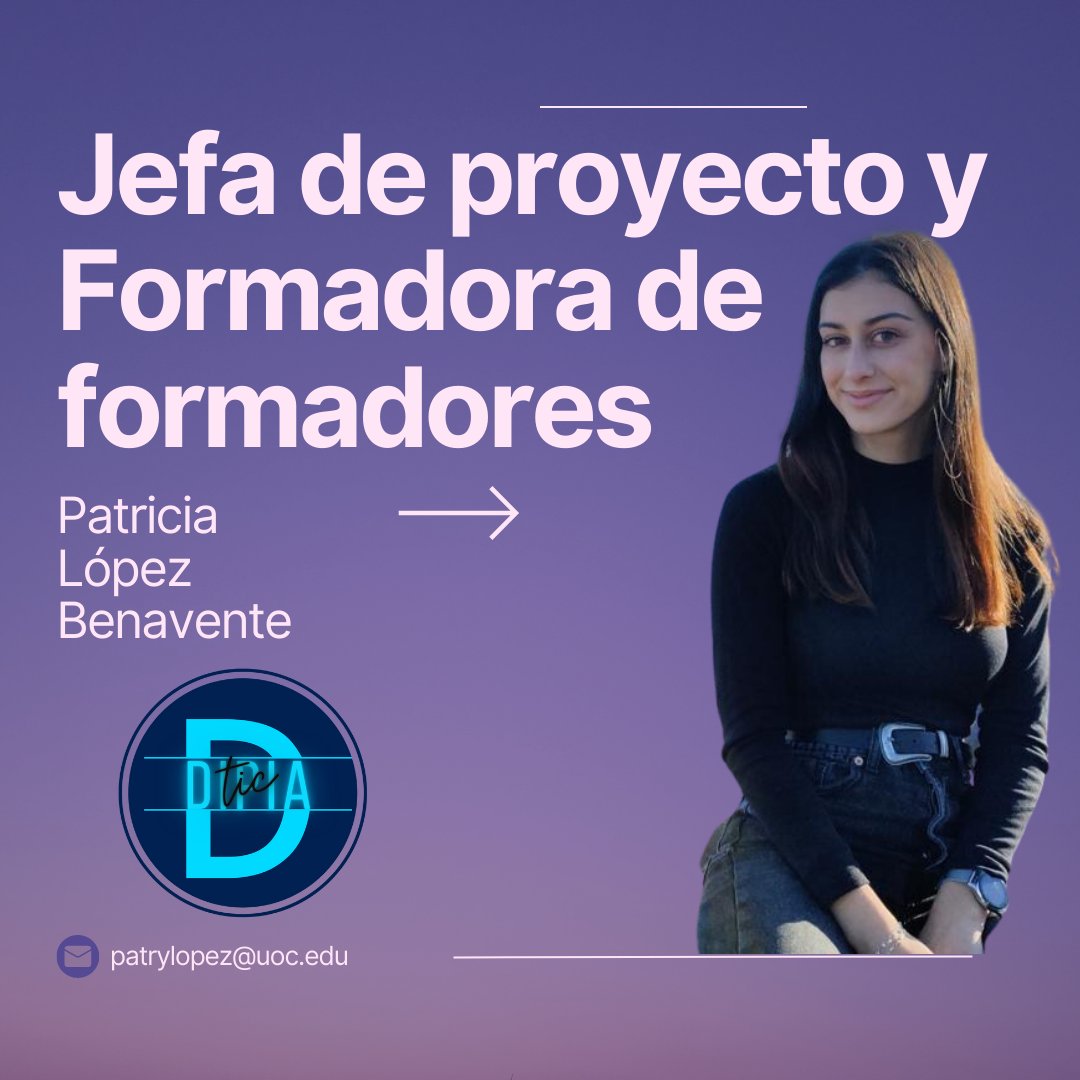 DipiaTiC's tweet photo. PATRICIA LÓPEZ BENAVENTE: Encargada de coordinar, solucionar problemas, tratar con clientes, proveedores e inversores y tutorizar a formadores en proyectos. #disuocproyect https://t.co/rBw9f57eBT