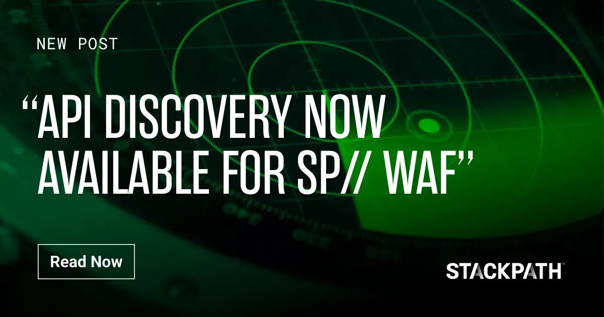 You can't protect something you don't know about. StackPath is happy to announce API Discovery for SP// WAF Professional and Enterprise editions. Automatically discover and catalog API endpoints before the bad guys do. stkpth.io/3UOrERF #cybersecurity #waf