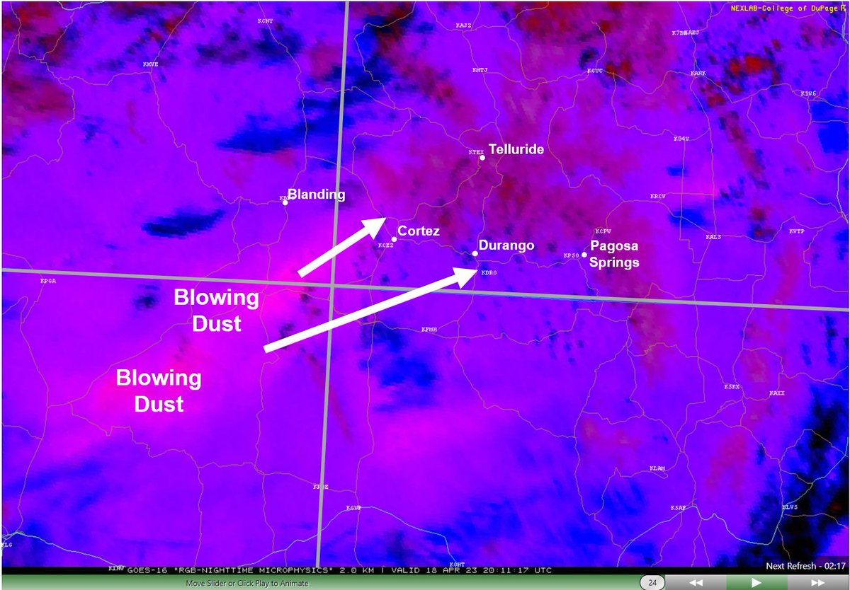 Blowing dust is underway across portions of southeast Utah and southwest Colorado. We expect this plume of dust will expand as the winds remain gusty into the evening hours. Low visibility is possible in spots. #cowx #utwx
