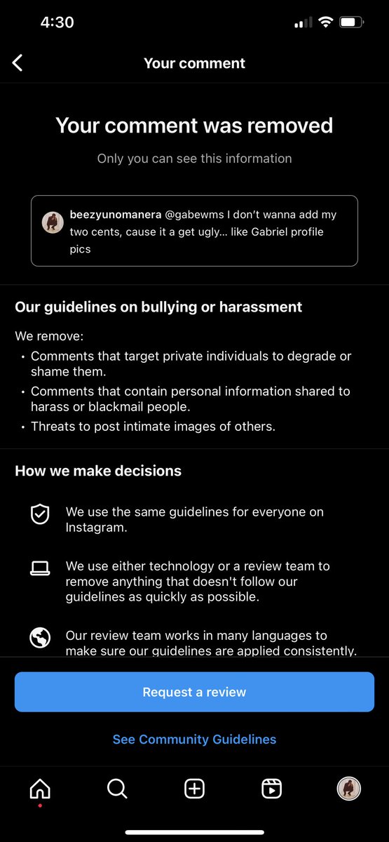 YungBDaInfamous's tweet photo. I usually don’t do this but this weird nigga @GabeWms @gabewms23 reported my comment on instagram 🤣 almost got my page suspended 😮‍💨 https://t.co/YAvWWuEfRg
