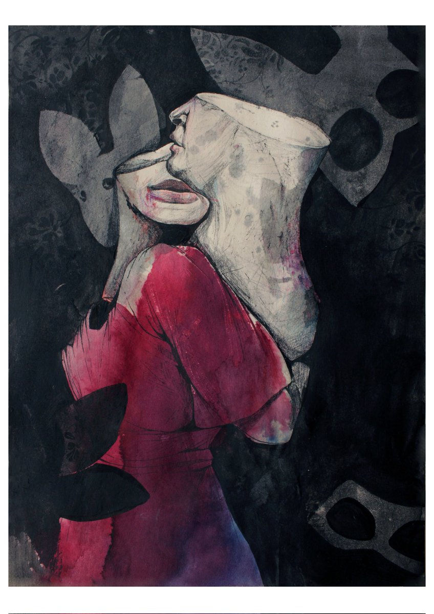 ItisBeh_Naz's tweet photo. GN lovely fam🫀
Sleep well💫

"Lovers"🫂

From "Familiar Rapes" series🔺️
Mixmedia on cardboard🐰

#GN #surrealart #NFTCollection https://t.co/ae64hIlIAH