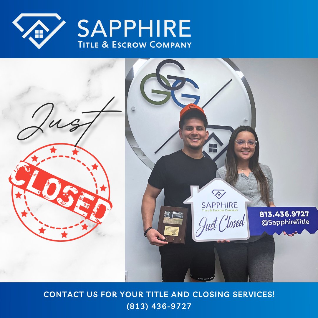 SapphireTitle's tweet photo. Congratulations on your new home! Thank you for trusting us to work with you.
From all of us at Sapphire Title &amp; Escrow Company 🏠

#HappyClosingDay #JustClosed #Sold #TampaTitleAgent #realestateattorneys https://t.co/fwaIUSpCDd