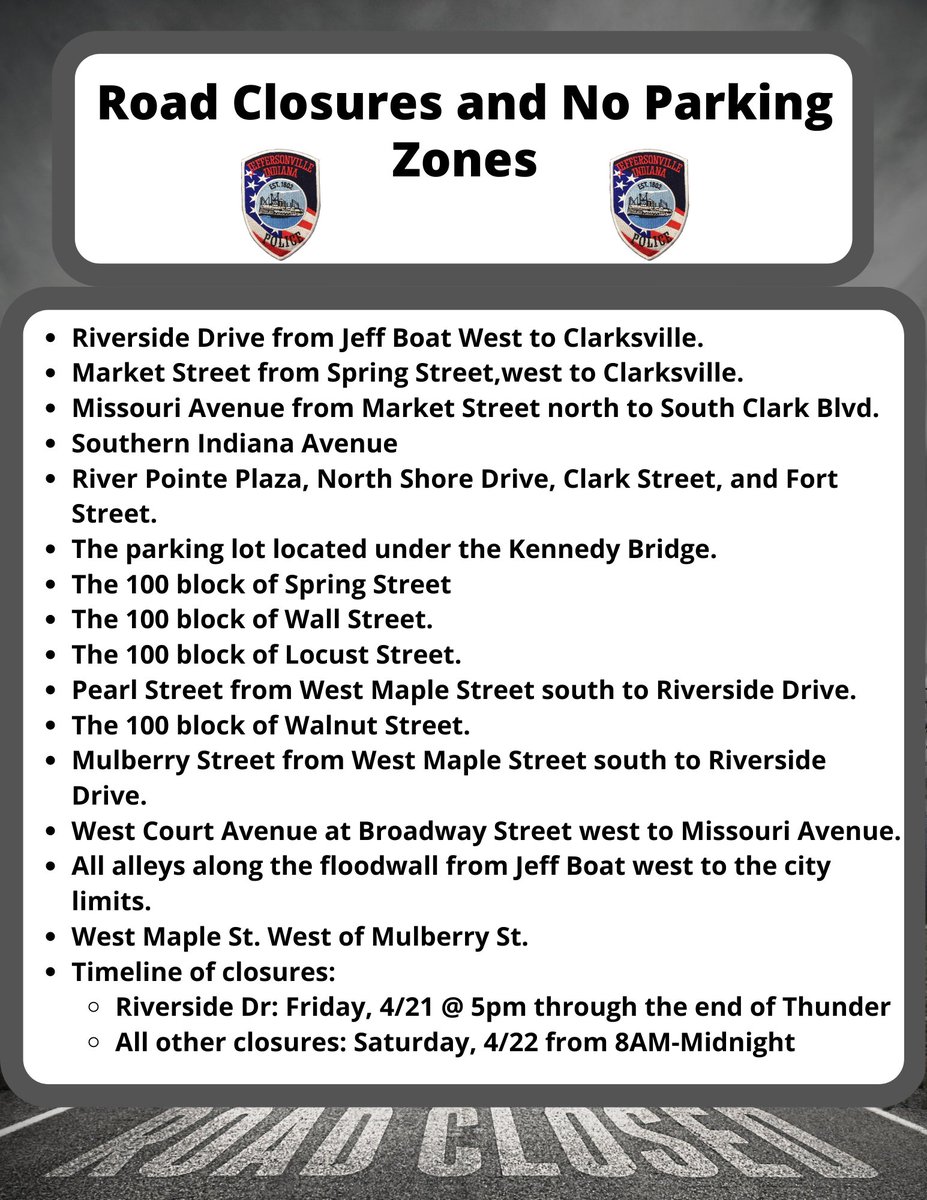 Thunder Over Louisville 2023 is just 4 days away! Follow along for daily tips regarding road closures, parking zones, residential/local business meetings, and tips to have a safe and fun Thunder experience.
Below are the main road closures and no parking zones during Thunder.