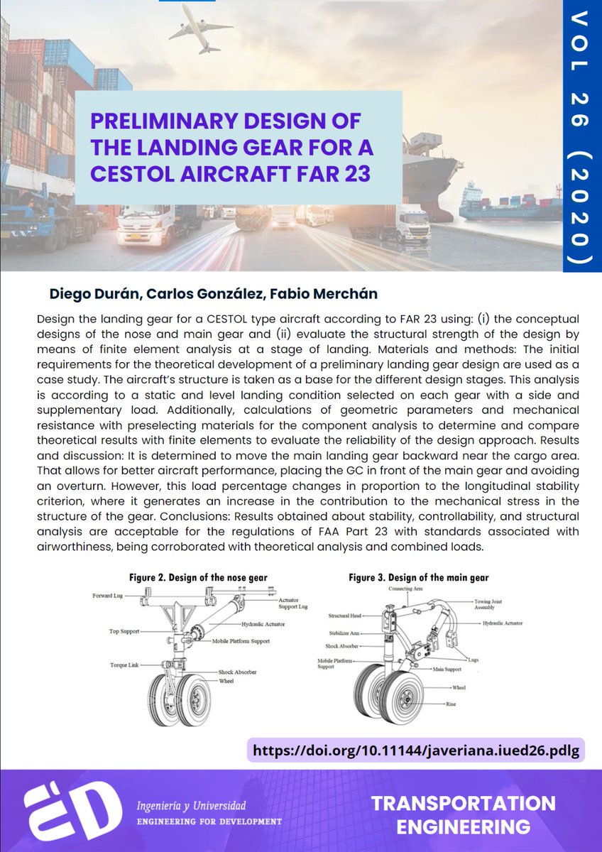 IyUPUJ's tweet image. 📄Preliminary Design of the Landing Gear for a CESTOL Aircraft FAR 23
👤 Diego Durán
👤 Carlos González
👤 Fabio Merchán
🌐 DOI: doi.org/10.11144/javer…
#Simulationbasedoptimization #bloodsupplychain #plateletsinventory #VendorManagedInventory #geneticalgorithms