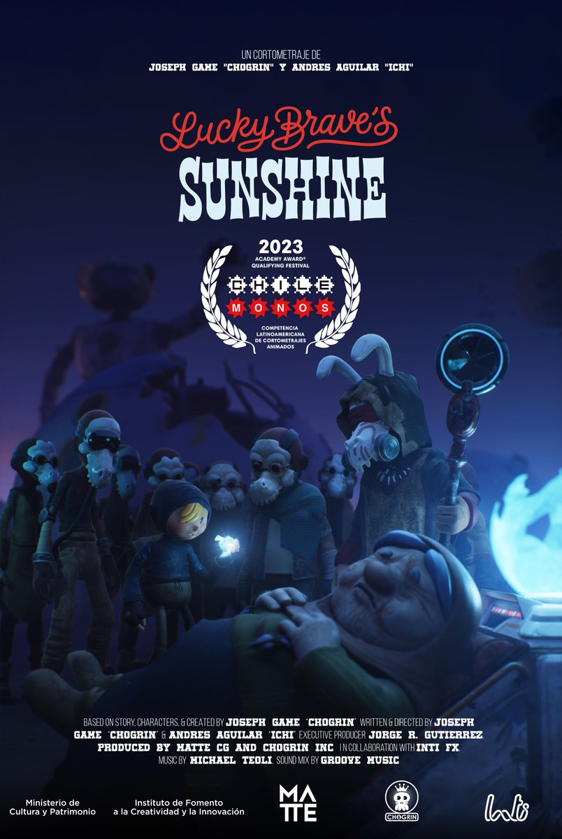 Chogrin's tweet photo. Super excited to announce that my short film #LuckyBravesSunshine has been officially selected to be part of this year’s @Chilemonos International Animation Festival (https://t.co/HcO6rZ9tzi)! #AndresAguilar @mattecg #mattecg #IntiFx #Chogrin #Chilemonos #Chilemonos2023 #Ecuador https://t.co/PCFBt3ELi6