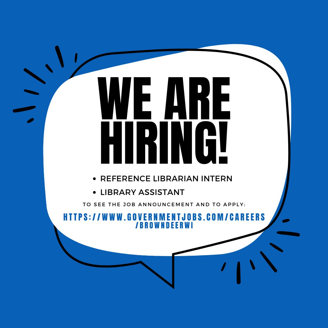 We're hiring! You can find our more about the positions on the village website: governmentjobs.com/careers/brownd…?