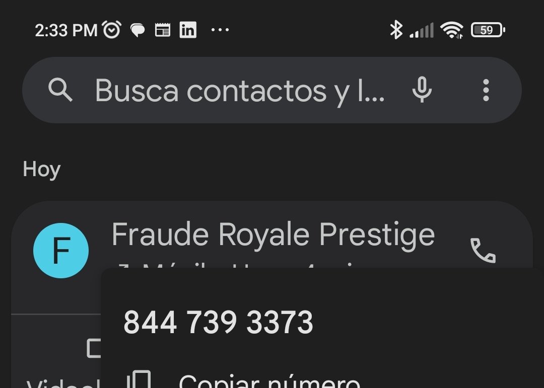 Chabela_Ortega's tweet photo. @Profeco me marcaron de este teléfono asegurando que gané un premio de una rifa en la cual no participé. Querían mis datos personales como la ubicación de mi casa, al indagar más terminaron por colgar. ¿Dónde puedo denunciar para que otras personas no caigan? #saltillo #fraude https://t.co/2MRgsqQuzc