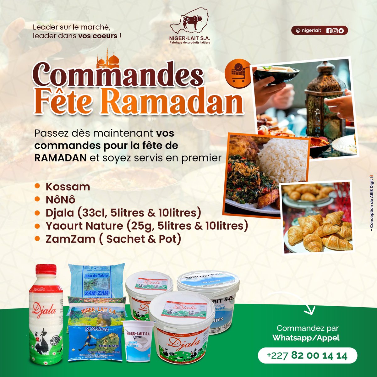 NigerLait's tweet photo. Commandez dès maintenant pour accompagner vos plats de fête de RAMADAN 😋🫶! 
-
Commandez par whatsapp ou appel au 82001414 📲 https://t.co/61QWvcrlLF