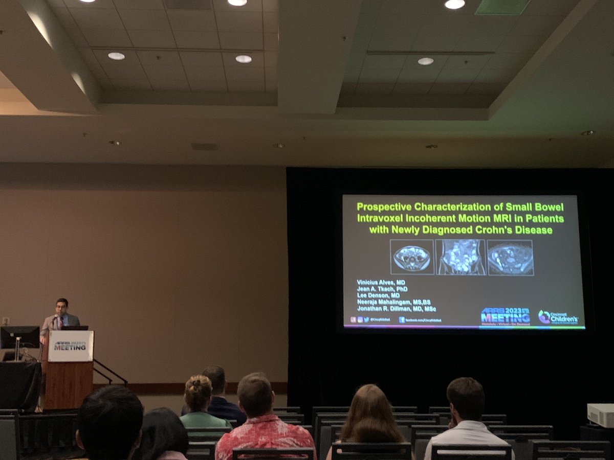 AndrewTroutMD's tweet photo. #arrs2023 @vinialvesMD continues to take the #radiology #research world by storm - here presenting his Presidential Award winning research with @CincyKidsRad @therealjonadill on #mri in #ibd #crohnsdisease https://t.co/gKOyJ5jZC2