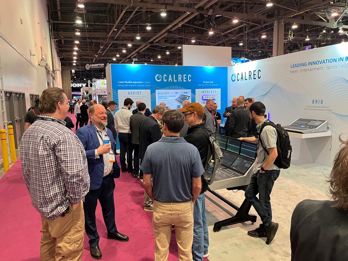 calrecaudio's tweet photo. #Calrec is at #NABShow 2023!
Join us on booth C6107 for a chance to get up close and personal with our latest products and our wide range of #audiomixing consoles and #IPconnectivity.
Thank you to @kitplusuk who came to interview Henry and #LyonVideo for showing us your setup! https://t.co/cUXkwykANz