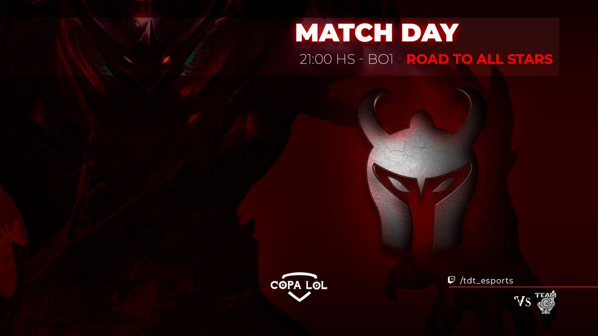 teamhellknights's tweet photo. MATCHDAY 💯

Hoy vamos a jugar los 16avos de final de la 🏆 #CopaLoL Road To All Stars.

🆚 #TeamG
⏰ 21:00hs 🇦🇷
📺 https://t.co/OBwphQ0xlC

#THKxLOL #GoTHK https://t.co/cWUMRVwMsf