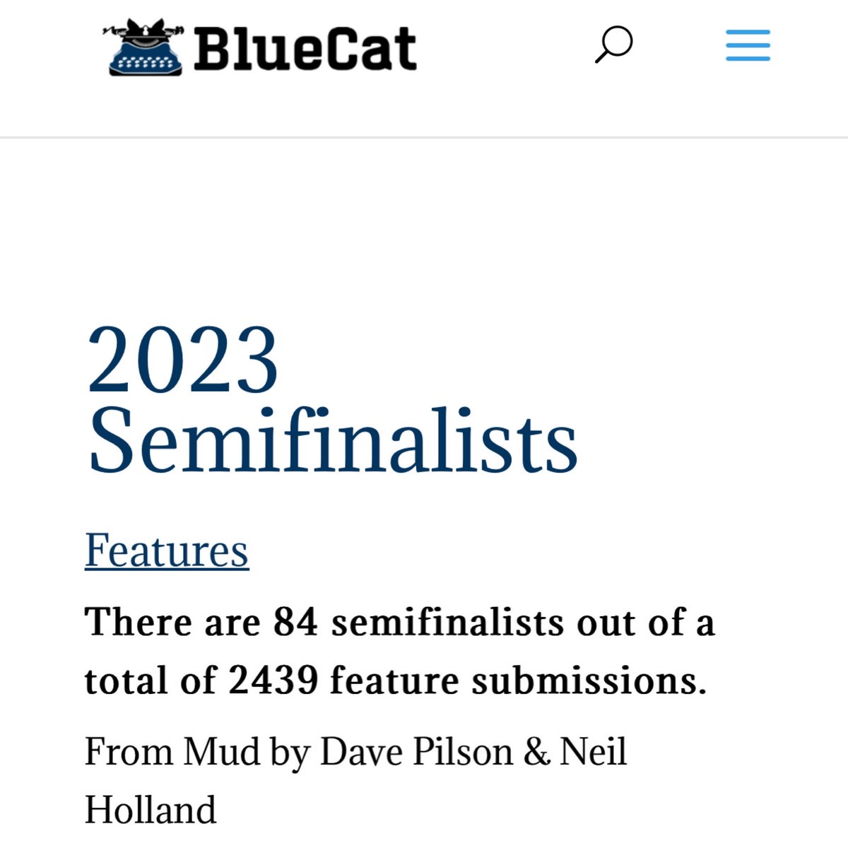 KnifeEdgeProds's tweet photo. Thrilled to announce that FROM MUD has now advanced to the semifinals at the prestigious BlueCat Screenplay Competition! That puts us in the top 3% of submissions! 
https://t.co/3GkdTp4VMJ https://t.co/fkAijYXe7w