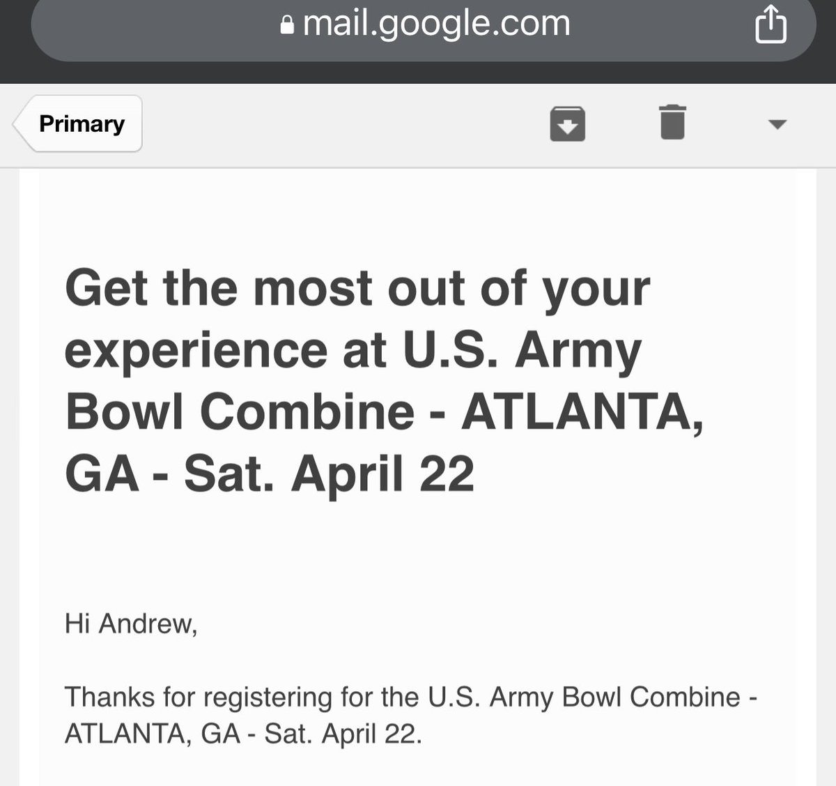 AndrewKJr05's tweet photo. Excited to be in Atl metro this Saturday for the #USArmyBowlCombine
I get to see if I can improve my stats from last week. Also hoping to see one of my former coaches, @Tavon_Lawson while up there. Steadily working towards my goals in football #stepbystep #combinework
@CoachL__ https://t.co/lXYDR4yvzM