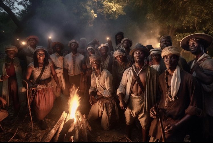 haytiens's tweet photo. Cérémonie du Bois Caïman, avant la révolution. 🇭🇹🔥

📸 : crédit | IG vodou.renaissance / @bayakou_ / IA https://t.co/TJXNONVlNO
